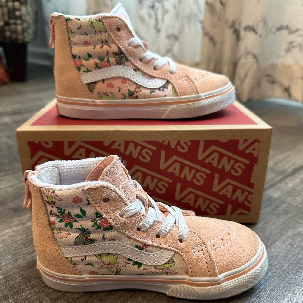 Vans Sk8 Hi Zip Kids Sneaker - Peach and Froggy Floral
